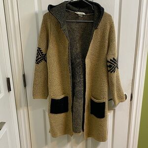 Bianca Nygard Indie Sleaze Long  Hooded Cardigan Brown Black Womens Size Medium
